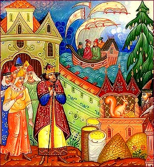 Mstera school of painting - The Tale of Tsar Saltan.