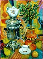 Samovar and fruits, Igor Chuzhikov, Oil on Canvas, 2000.
