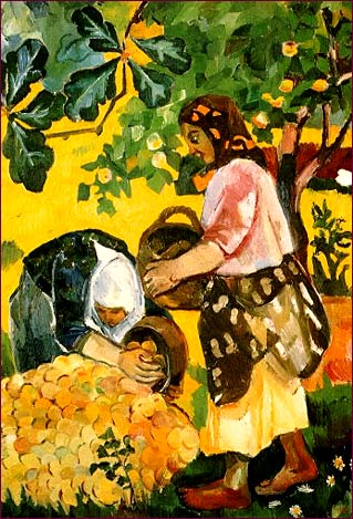 Natalia Goncharova, Colelcting Fruit, late 1900.