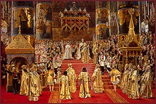 The Coronation of Empreror Alexander III and Empress Maria Fyodorovna, G. Becker, Oil on canvas. 1888.