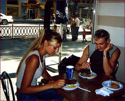 Cafe in Rostov, Russia, July 2002.