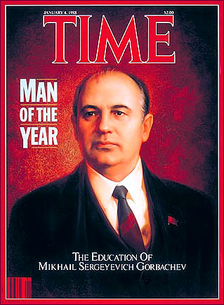 Time magazine cover of January 4, 1988 featuring Mikhail Gorbachev as Man of the Year.
