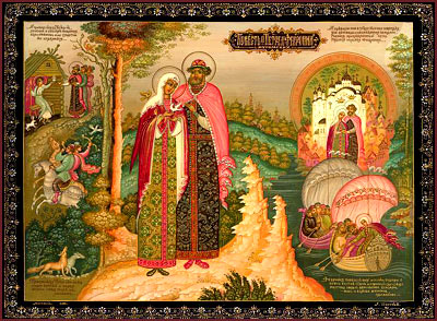 Russian Icon. "The Story of Peotr and Fevronia "