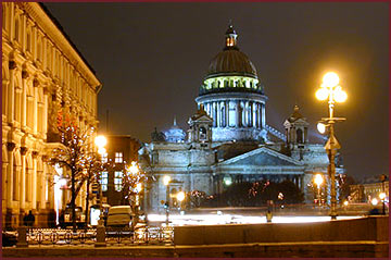 St.Isaac's Cathedral at night. 