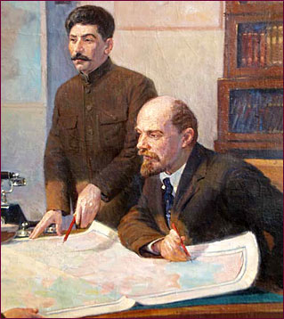 Boris Vladimirsky, Lenin and Stalin in Kremlin, Oil on Canvas, 1940.
