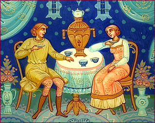 Tea drinking, Mstera School
of painting.