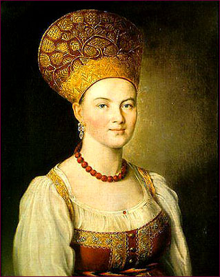 Argunov, Portrait of a Peasant Woman in Russian Traditional Costume 1784.
