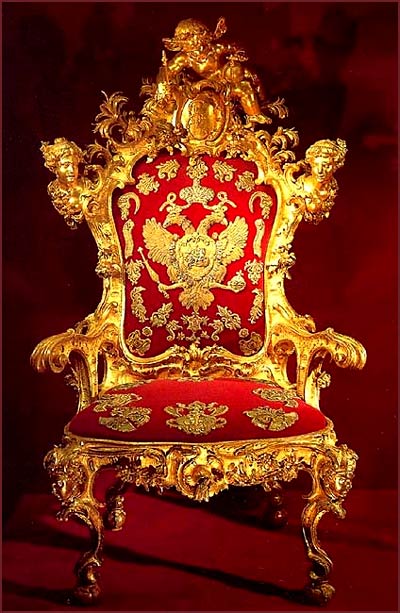 Throne of Tsarina Elizabeth, daugter of Peter the Great, 1742.