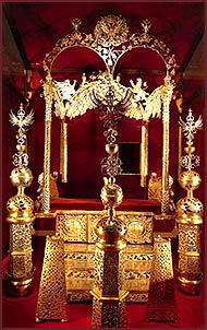 Double Throne for Tsars Peter the Great and his brother Alexis 1684 made from silver and gold .