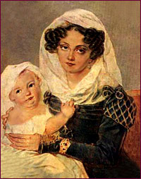 Princess Maria Volkonskaya with son Nicholas in 1826.