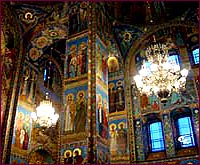 Interior of the Church of the Spilled Blood in St. Petersburg.